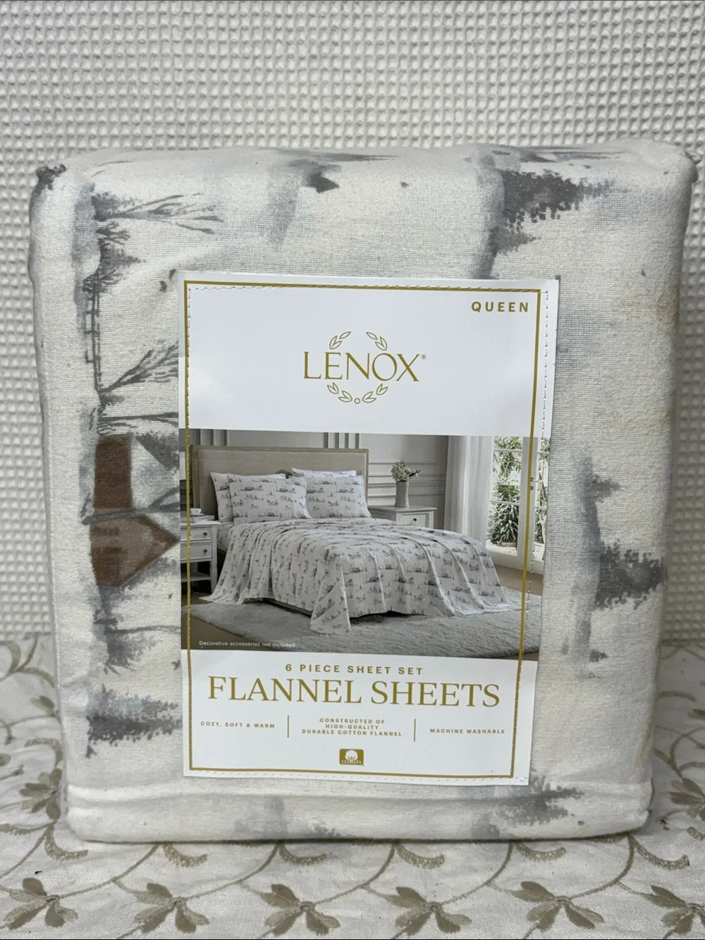 Lennox six piece flannel sheet set